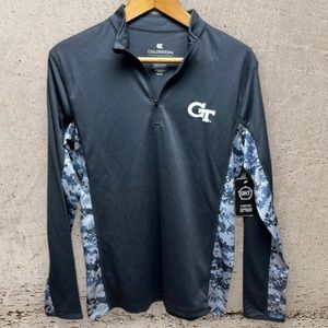 Charcoal Georgia Tech Yellow Jackets OHT Digi Camo Quarter-Zip Jacket Mens Small